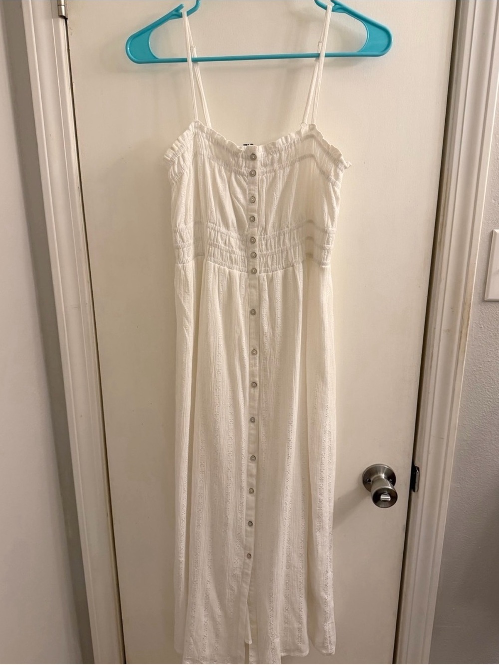 American Eagle ruched button up midi dress